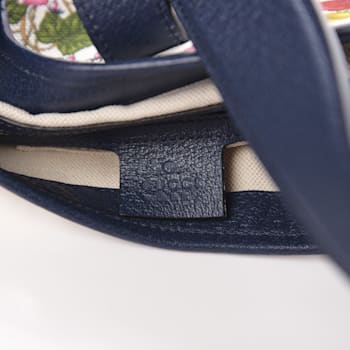 Gucci Jackie Flora Canvas White Blue Agata Hobo Bag
