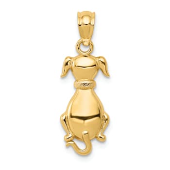 14K Yellow Gold Polished Sitting Dog Pendant