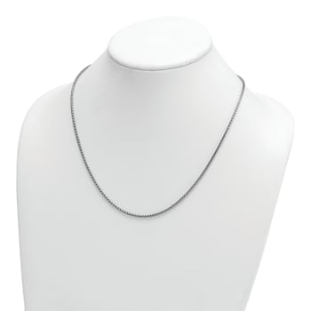 Rhodium Over Sterling Silver Polished 2.0mm Box 20 Inch Chain
