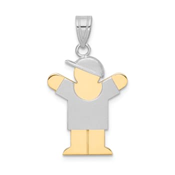 14k Two-tone Gold Satin Small Boy with Hat on Right Charm