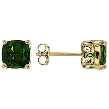 Chrome Diopside Solitaire Stud Earrings In 18K Gold Over Sterling Silver 2.67ctw