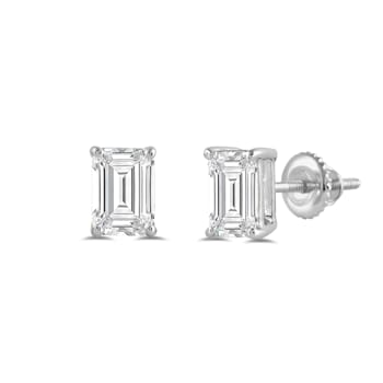 White Cubic Zirconia 14k White Gold Studs With Velvet Gift Box 2.00ctw
