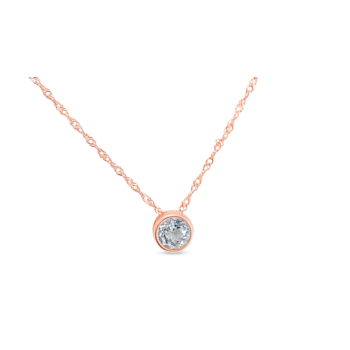 Round Aquamarine and Cubic Zirconia 18K Rose Gold Over Sterling Silver
Pendant with chain, 1.27ctw