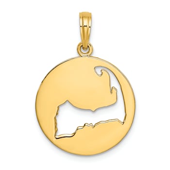 14k Yellow Gold Polished Cut-Out CAPE COD Map Charm