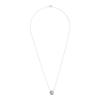 Gray Cultured Carved Freshwater Pearl Necklace In 14K White Gold