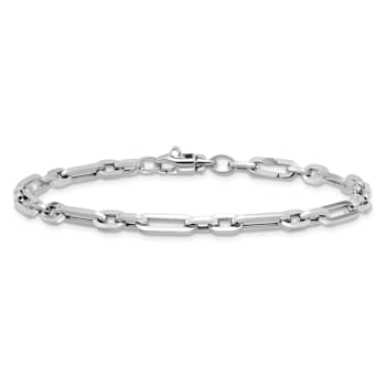 Rhodium Over 14K White Gold Polished Fancy Link Bracelet