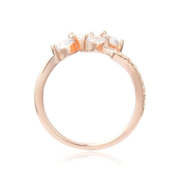 White Sapphire 14K Rose Gold Over Sterling Silver Dainty Leaf Design
Ring, 0.45ctw
