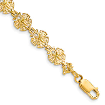14k Yellow Gold Textured Sand Dollar Bracelet