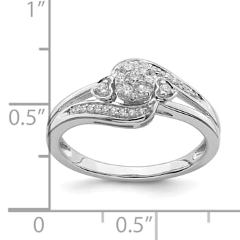 Rhodium Over 10K White Gold Lab Grown Diamond Cluster Engagement Ring 0.201ctw