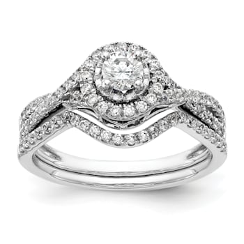 Rhodium Over 14K White Gold Eternal Promise Lab Grown Diamond Halo
Complete Ring 0.554ctw