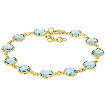 Blue Topaz Tennis Bracelet In 18K Gold Over Sterling Silver 25.00ctw