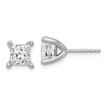 Princess Cut White Lab-Grown Diamond G-H SI 14k White Gold 4-Prong Stud
Earrings 2.00ctw