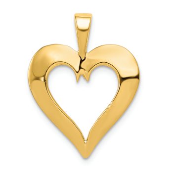14k Yellow Gold 3D Polished Heart Pendant