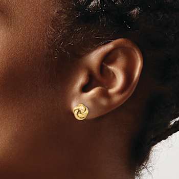 14k Yellow Gold Polished Love Knot Stud Earrings