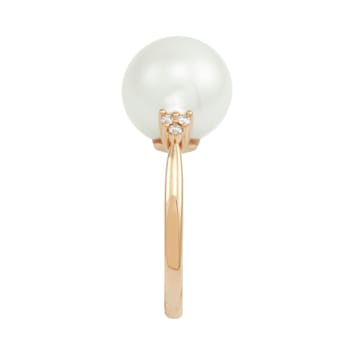 12-13mm Round White Freshwater Pearl with 0.02ctw Diamond Accent 14K
Yellow Gold Ring