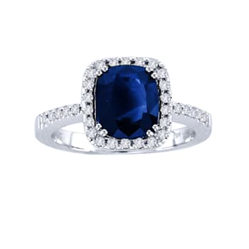 2.85ctw Diamond and Sapphire Ring in 14k White Gold