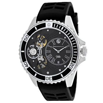 Oceanaut Men's Tide Black Dial, Two-tone Bezel, Black Rubber Strap Watch