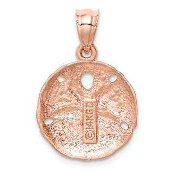 14k Rose Gold Brushed and Diamond-Cut Sand Dollar Pendant