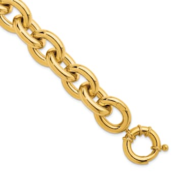 18K Yellow Gold 16.8mm Open Link Cable 8.5 inch Bracelet