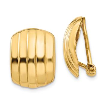 14k Yellow Gold Polished Ribbed Non-pierced Stud Earrings
