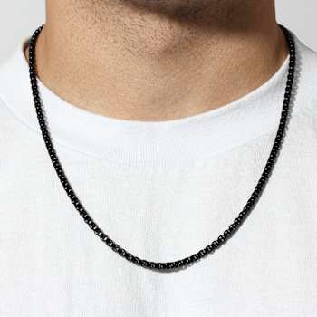 Robert Alton Men's Box Link Chain Necklace 4mmIn Stainless Steel 24 Inch