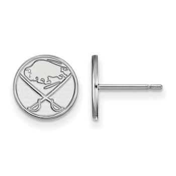 Rhodium Over Sterling Silver NHL Buffalo Sabres LogoArt Extra Small Post Earrings