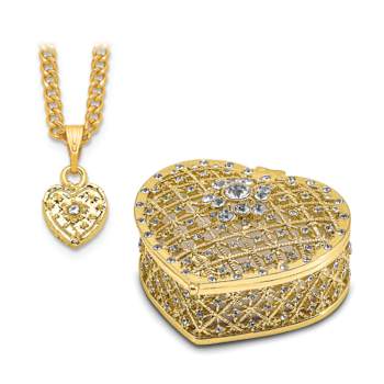 ROMANCE Filigree Heart with Ring Pad Trinket Box