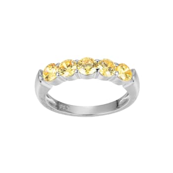 Yellow Cubic Zirconia Platinum Over Sterling Silver Ring 2.00ctw