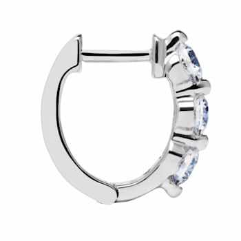 White Cubic Zirconia 14k White Gold Hoops With Velvet Gift Box 0.50ctw