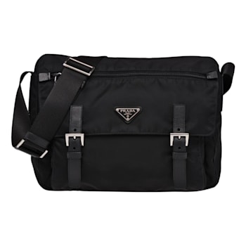 Prada Black Nylon Triangle Logo Messenger Bag