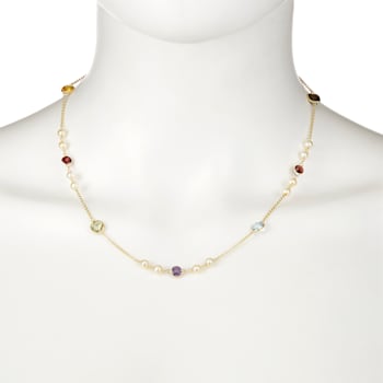Multi-Gem 14k Yellow Gold Necklace 5.40ctw