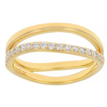 CZ Double Band Ring In 18K Gold Over Brass 0.51ctw