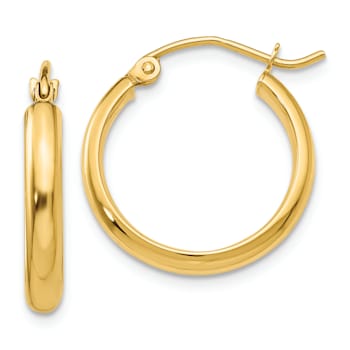 14k Yellow Gold 11/16" Round Tube Hoop Earrings