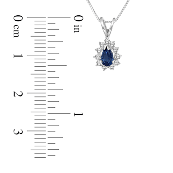 0.35ctw Pear Shape Blue Sapphire and Round White Diamond Pendant 14k
White Gold