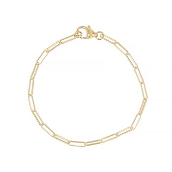 Paperclip Link Bracelet In 18K Gold Over Bronze