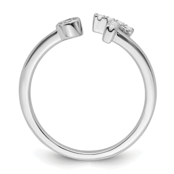 Rhodium Over 14K White Gold Lab Grown Diamond VS/SI GH, Initial T
Adjustable Ring