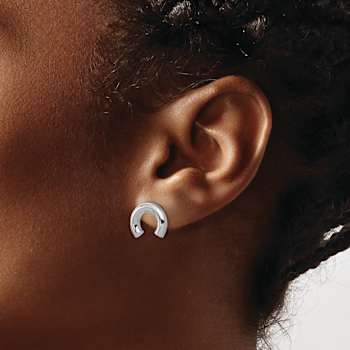 Rhodium Over 14k White Gold Polished U Shape Tube Earrings