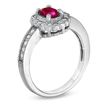 0.70ctw Ruby and Diamond Ring in 14k White Gold