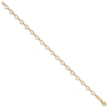 14k Yellow Gold Polished Heart Link Bracelet