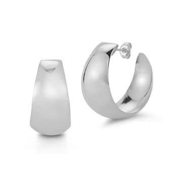 Sterling Statements Rhodium Over Sterling Silver Bold Wide Graduated
Hoop Earrings