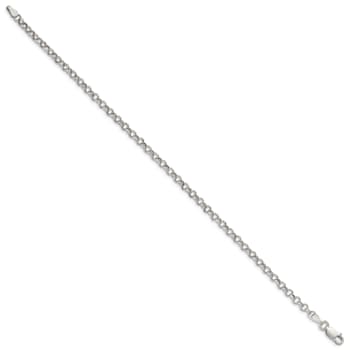 Sterling Silver 3mm Semi-solid Rolo Chain Bracelet
