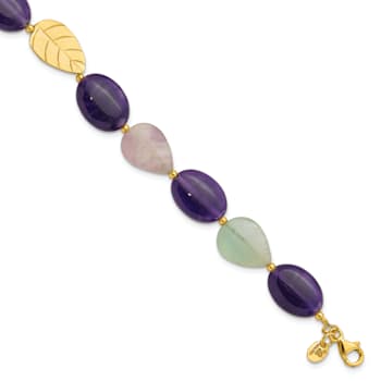 14K Yellow Gold Over Sterling Silver Amethyst/Fluorite/Jade 1-inch
Extension Bracelet