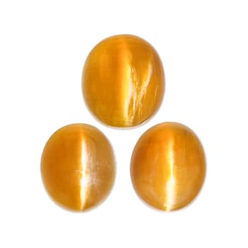 Fire Opal Cat's Eye Oval Matched Set of 3 4.58ctw