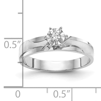 Rhodium Over 14K White Gold AA Quality Trio Engagement Ring 0.05ctw