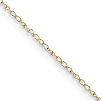 14k Yellow Gold 0.42mm Solid Curb 24 Inch Chain