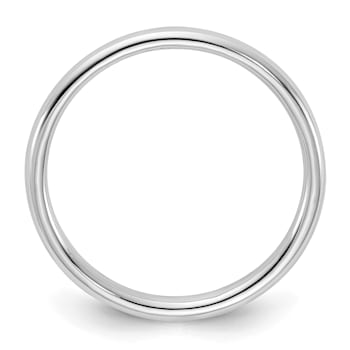 Rhodium Over Sterling Silver 2mm Half-Round Band
