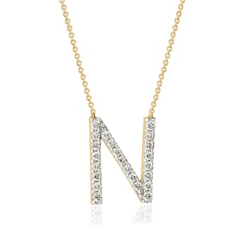 Lab-Grown Diamond Initial N Necklace In 14K Gold Over Sterling Silver 0.50ctw