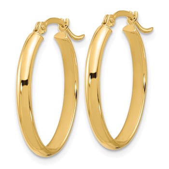 14k Yellow Gold Oval Hoop Earrings