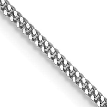 Rhodium Over 14k White Gold 1.3mm Solid Curb 22 Inch Chain