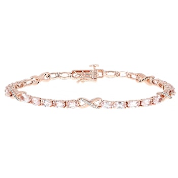 Morganite And White Zircon Tennis Bracelet In 18K Rose Gold Over
Sterling Silver 6.41ctw